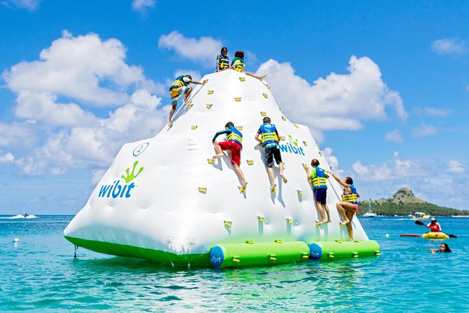 Splash Island Water Park in St Lucia - Splash Island on Reduit Beach, the Wibit-style “open-water playground”