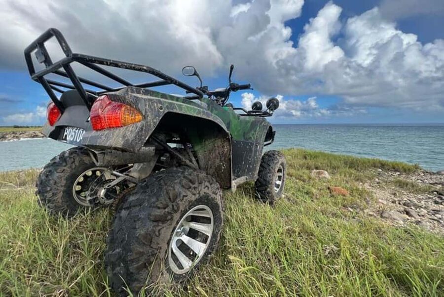 St. Lucia: Private ATV Tour - ATV Time: Hills, Fields, Hidden Rivers, and a Beach Crossing